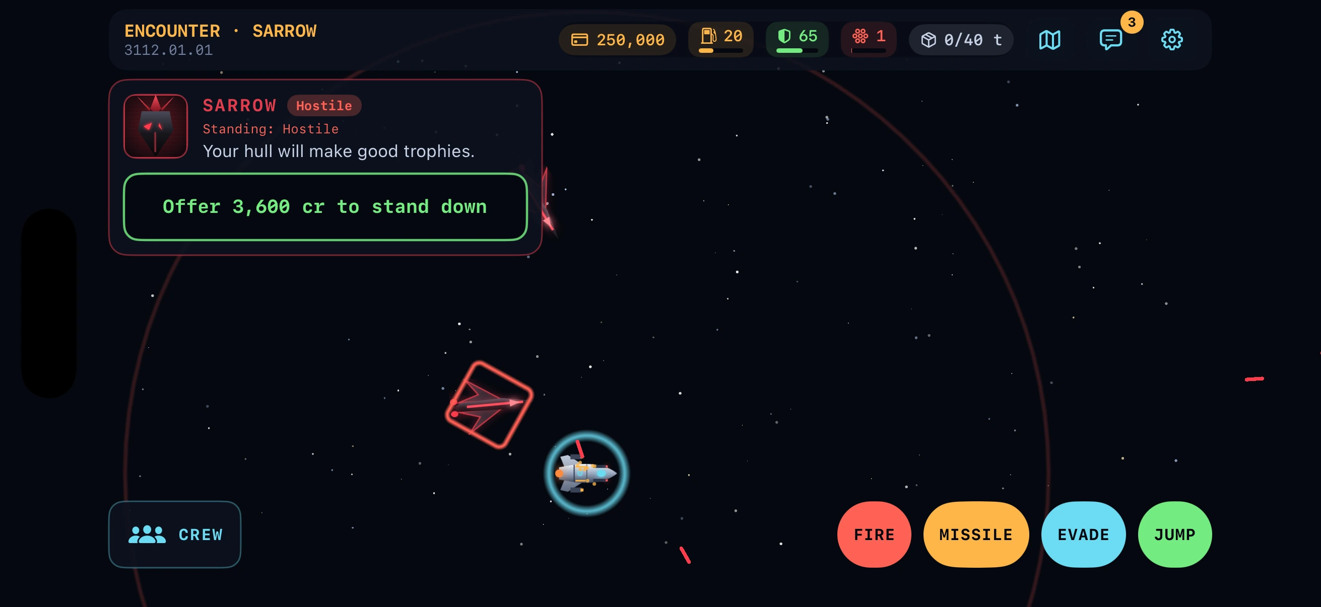 A ship-to-ship combat encounter in Lantern Prime.
